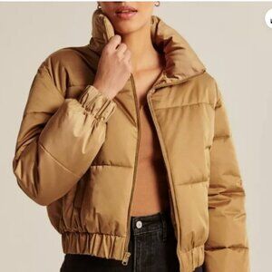 Abercrombie & Fitch utility puffer jacket brown Size L NEW WITH TAG!